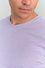 Erkek Bisiklet Yaka Basic T-Shirt Lila - Görsel 3